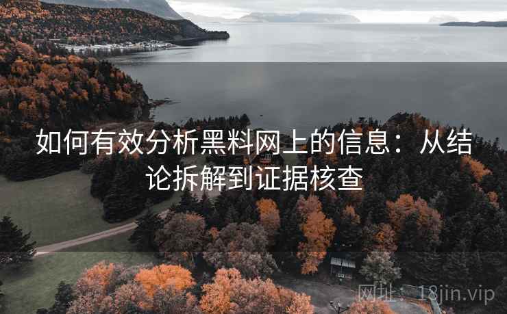 如何有效分析黑料网上的信息:从结论拆解到证据核查