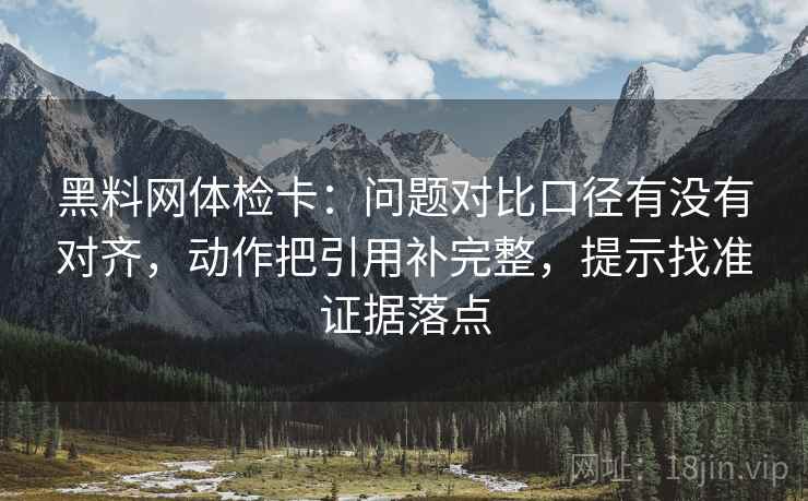 黑料网体检卡:问题对比口径有没有对齐,动作把引用补完整,提示找准证据落点